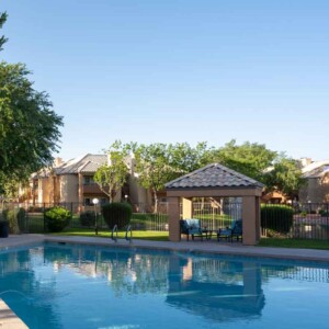 pool with cabana