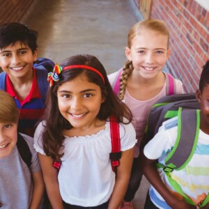 kids smiling at school